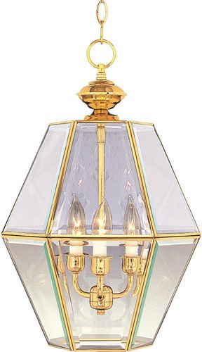 13" 3-Light Entry Foyer Pendant in Polished Brass with Clear Glass