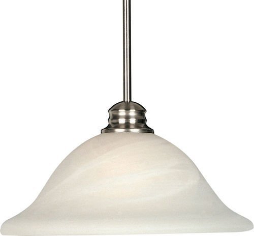 13 1/4" 1-Light Pendant in Satin Nickel with Marble Glass