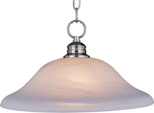 18" 1-Light Pendant in Satin Nickel with Marble Glass