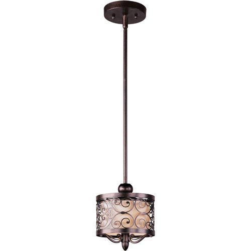 7 1/2" 1-Light Mini Pendant in Umber Bronze with an Off-White Fabric Shade