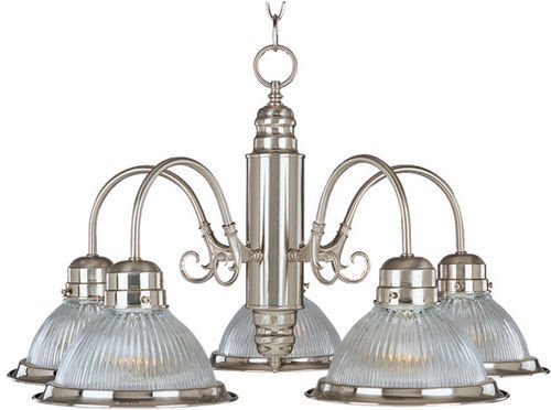24" 5-Light Chandelier in Satin Nickel with Clear Glass