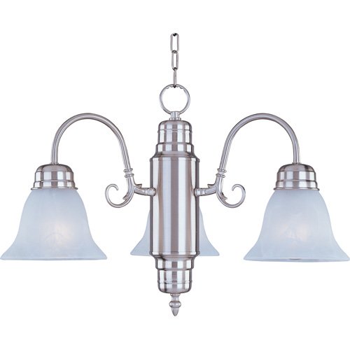 21" 3-Light Chandelier in Satin Nickel with Marble Glass