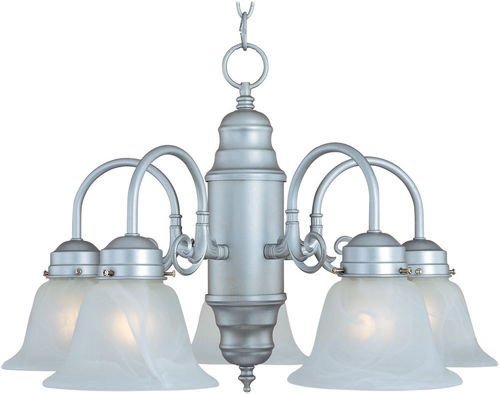 23" 5-Light Chandelier in Satin Nickel with Marble Glass