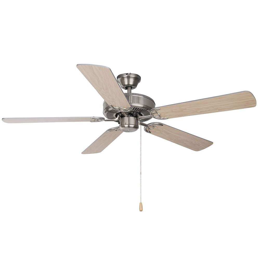 52" Ceiling Fan in Satin Nickel with Silver/Maple Blades