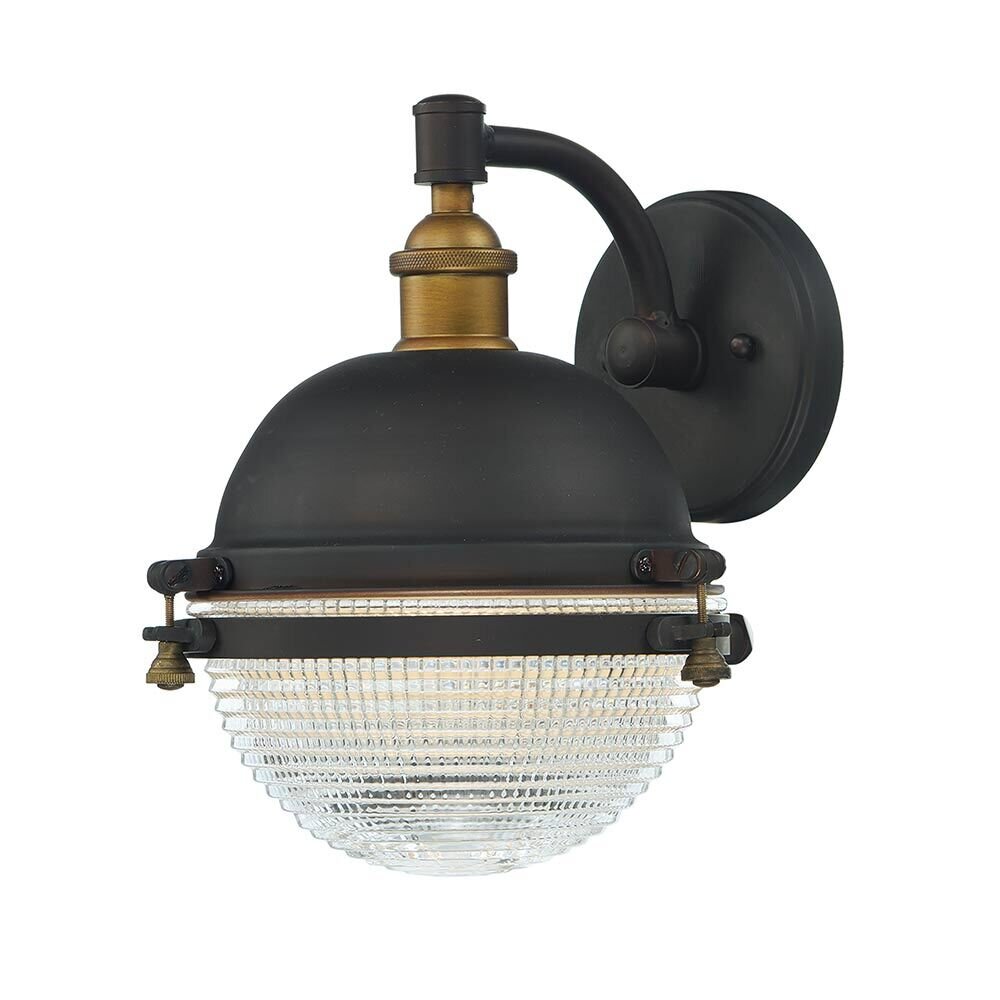 1-Light Outdoor Wall Sconce in Oil Rubbed Bronze And Antique Brass