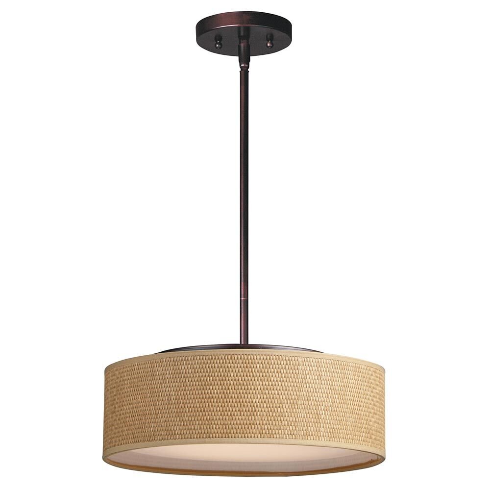 16" Wide LED Pendant in Oil Rubbed Bronze and Grass Cloth