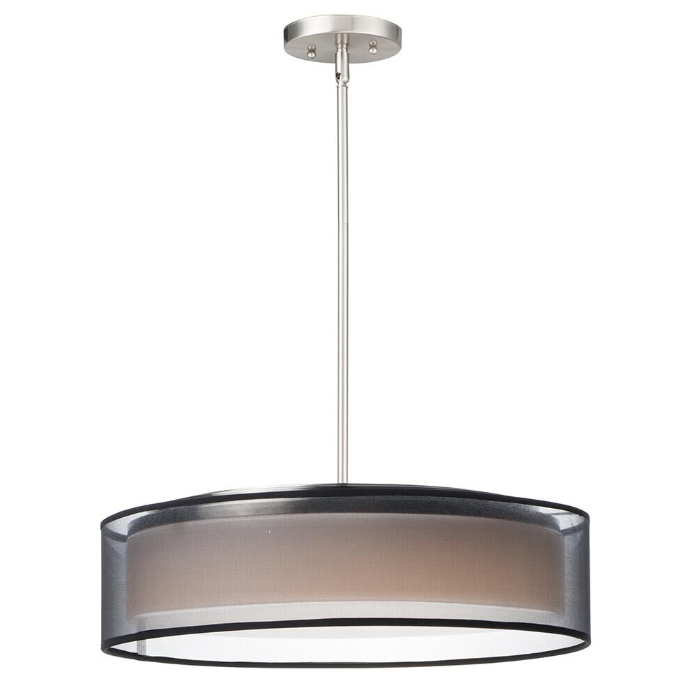 20" Wide LED Pendant in Satin Nickel and Black Organza