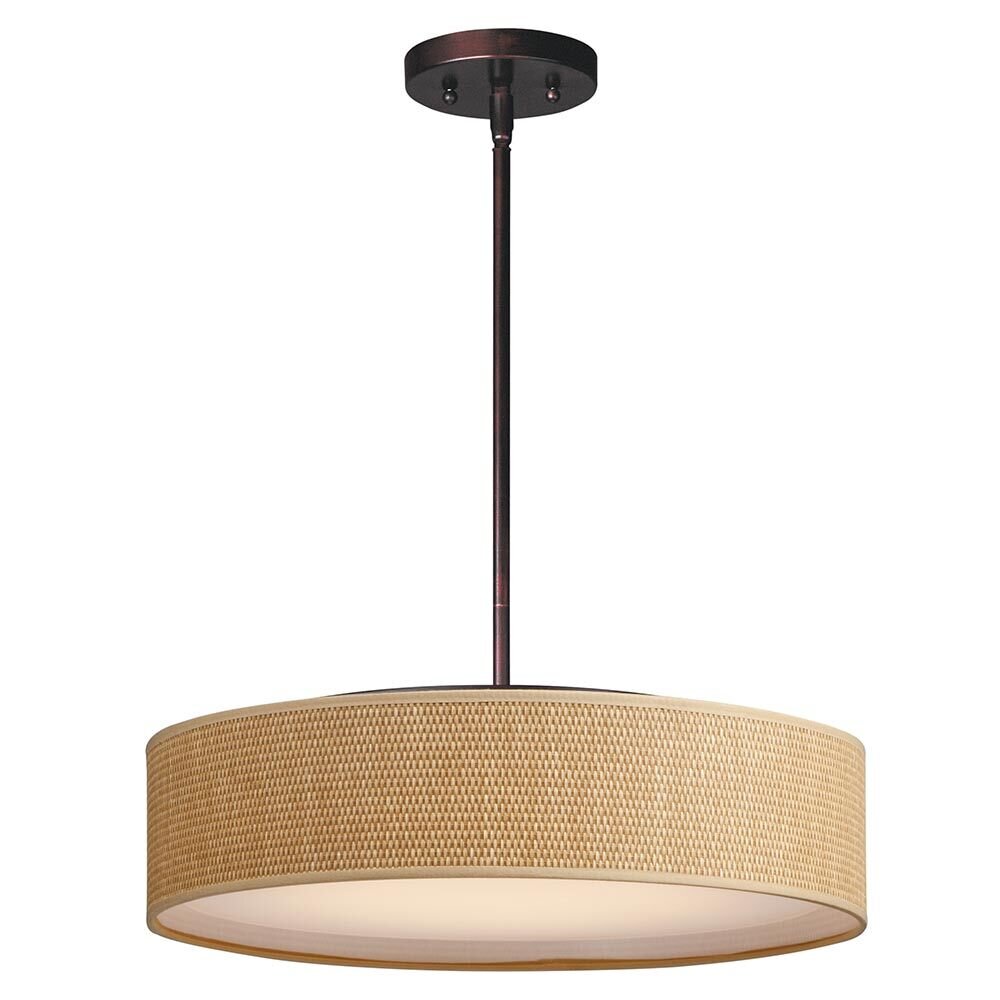 20" Wide LED Pendant in Oil Rubbed Bronze and Grass Cloth