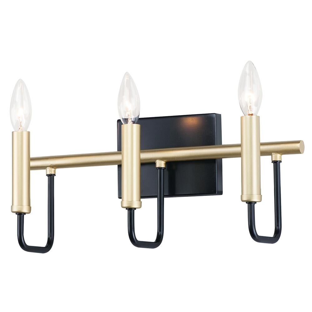 3-Light Bath Vanity in Black And Gold