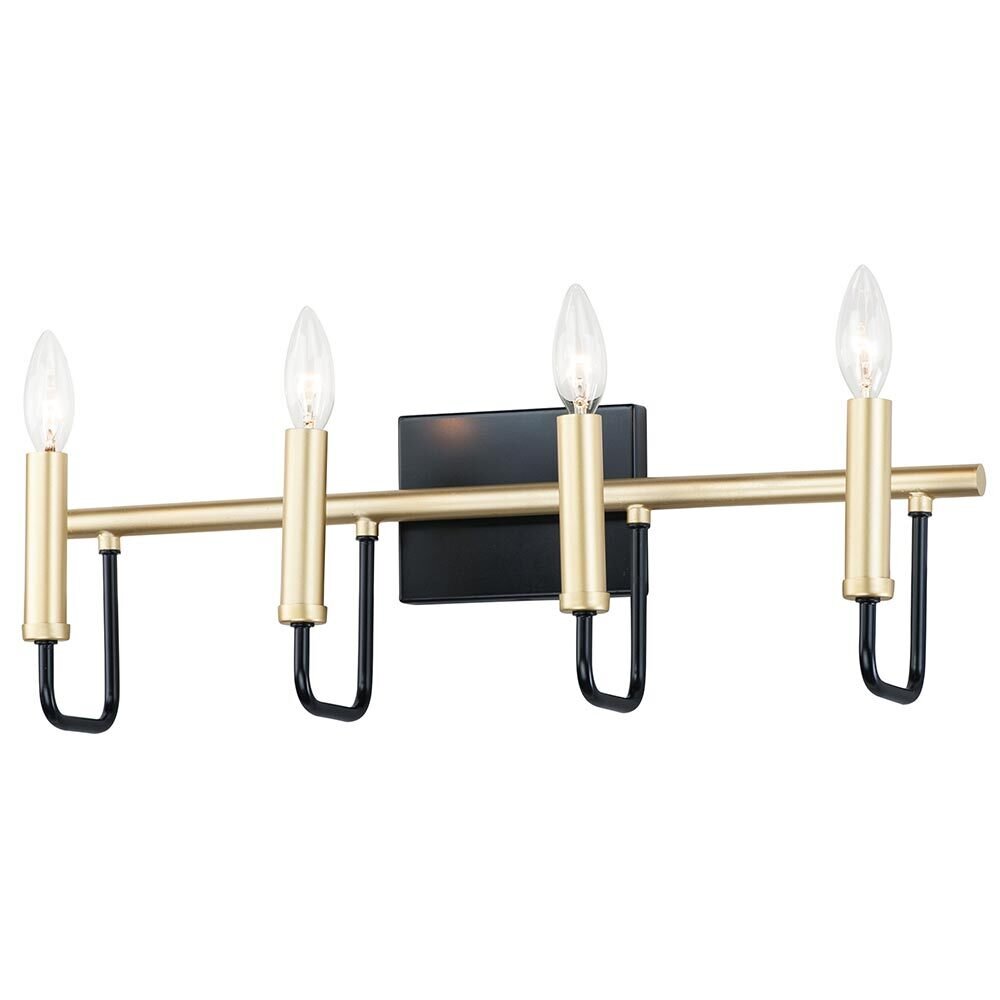 4-Light Bath Vanity in Black And Gold
