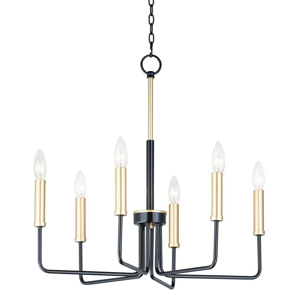 6-Light Chandelier in Black And Gold