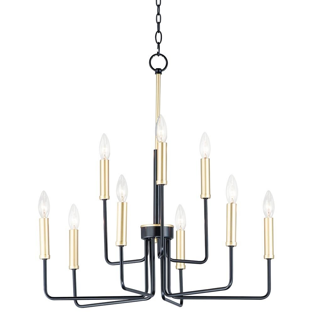 9-Light Chandelier in Black And Gold