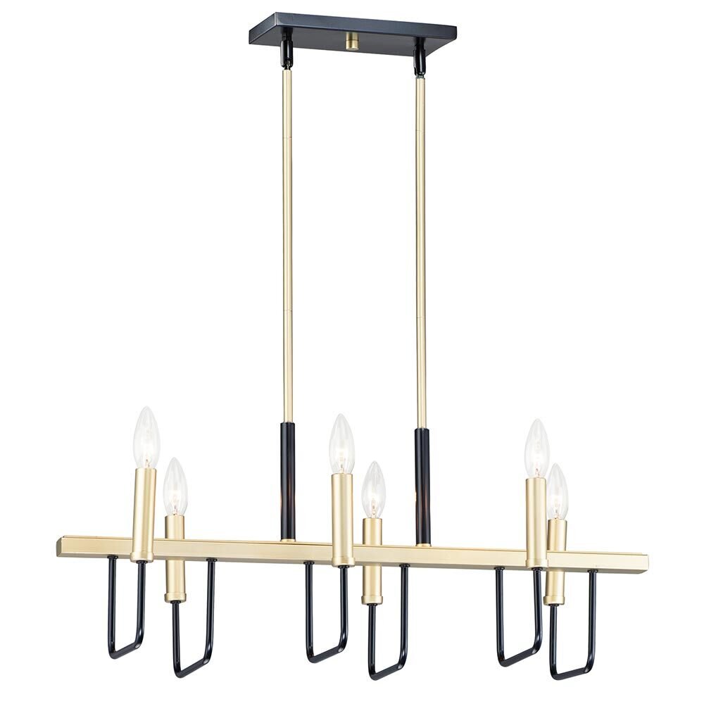 6-Light Linear Pendant in Black And Gold