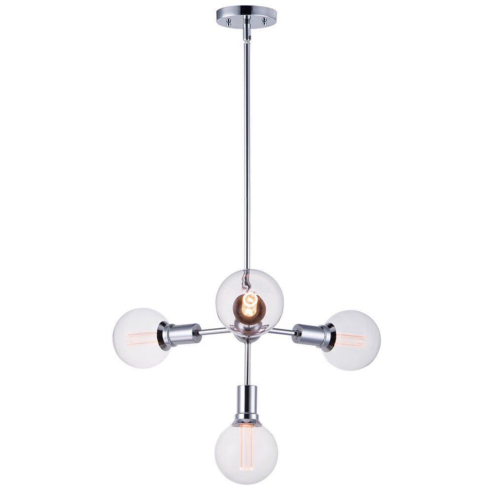 4-Light Pendant with G40 CL LED Bulbs in Polished Chrome