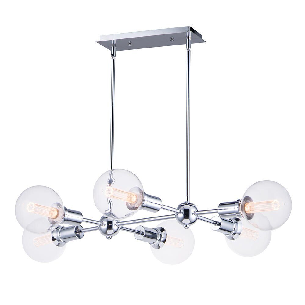 6-Light Pendant with G40 CL LED Bulbs in Polished Chrome