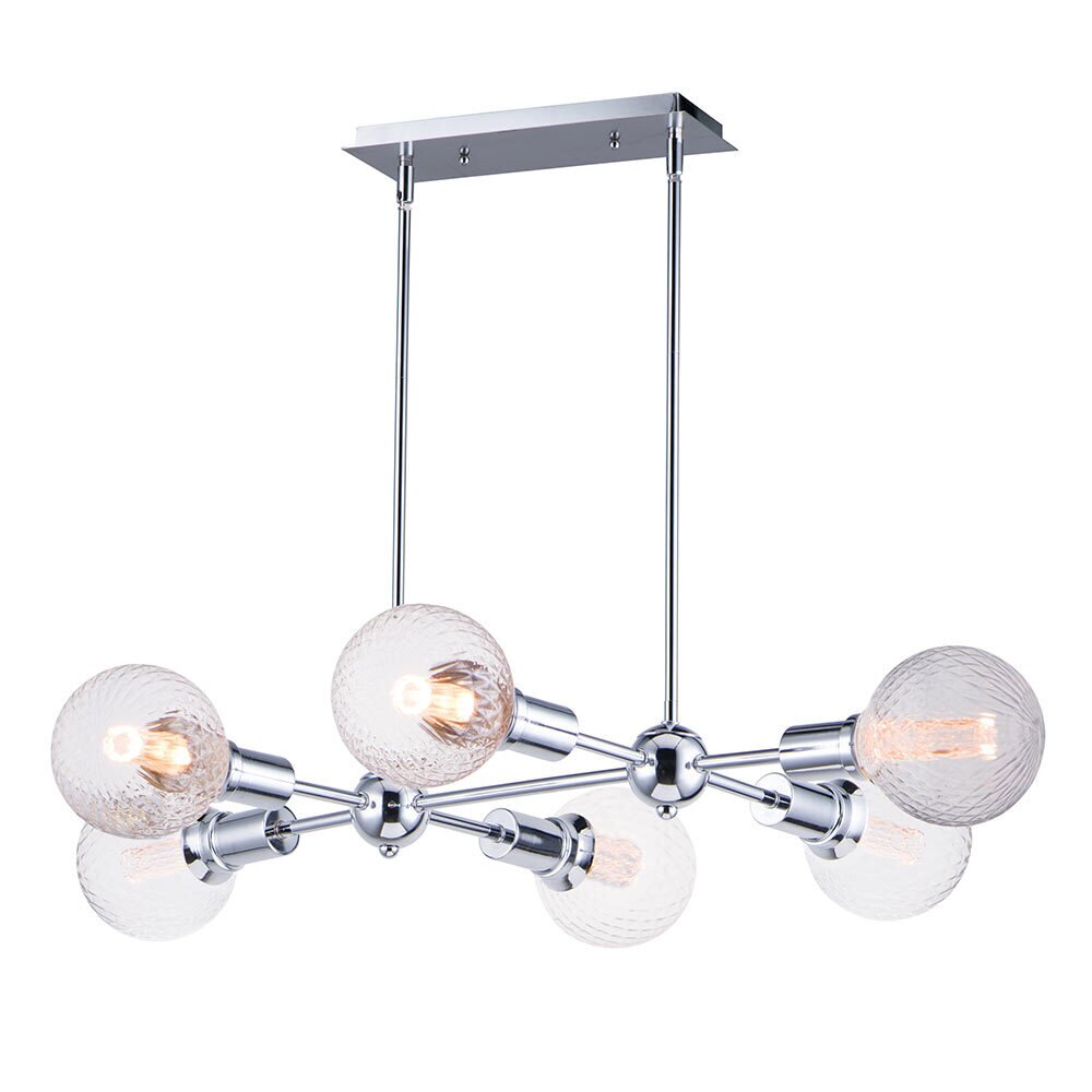 6-Light Pendant with G40 PR LED Bulbs in Polished Chrome