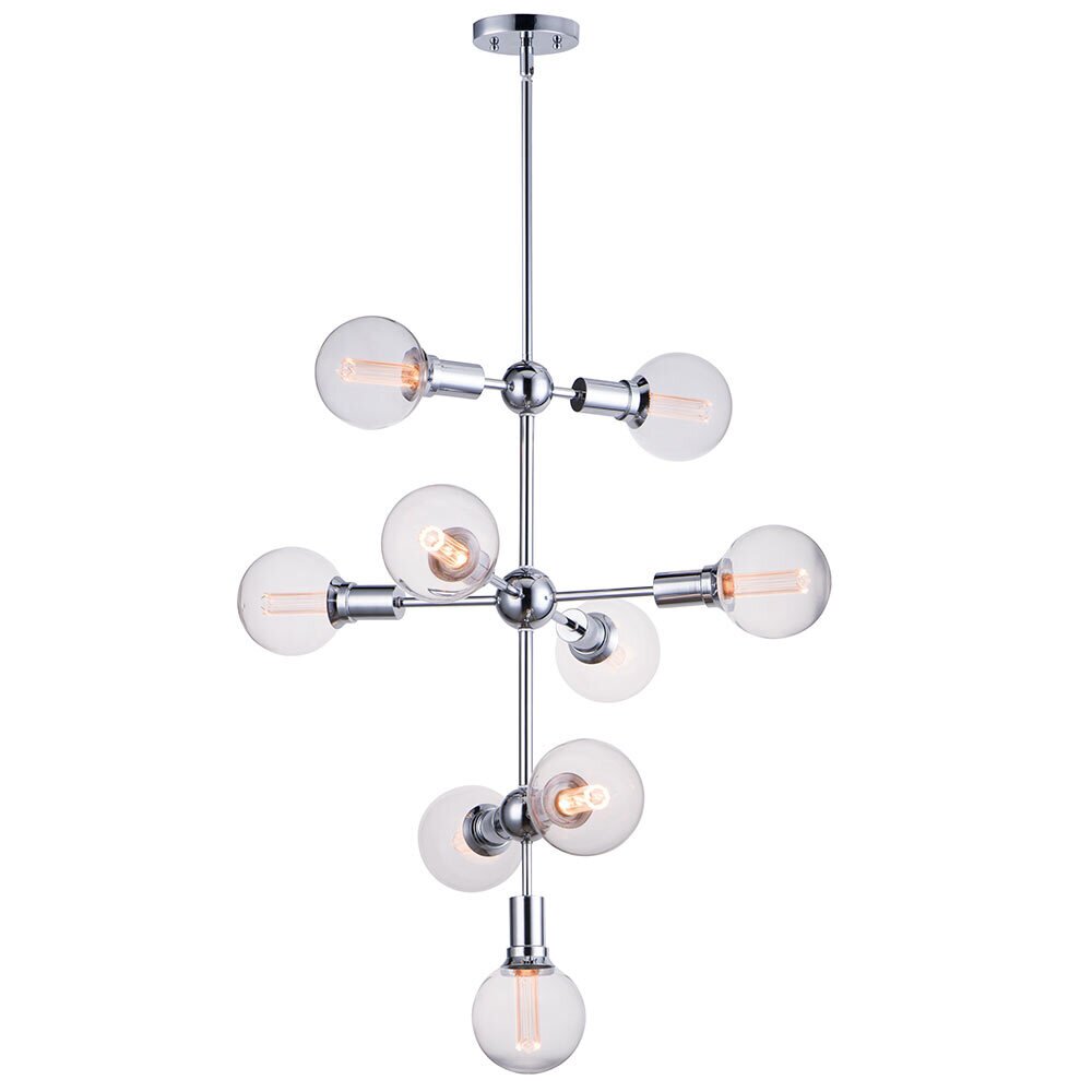 9-Light Pendant with G40 CL LED Bulbs in Polished Chrome