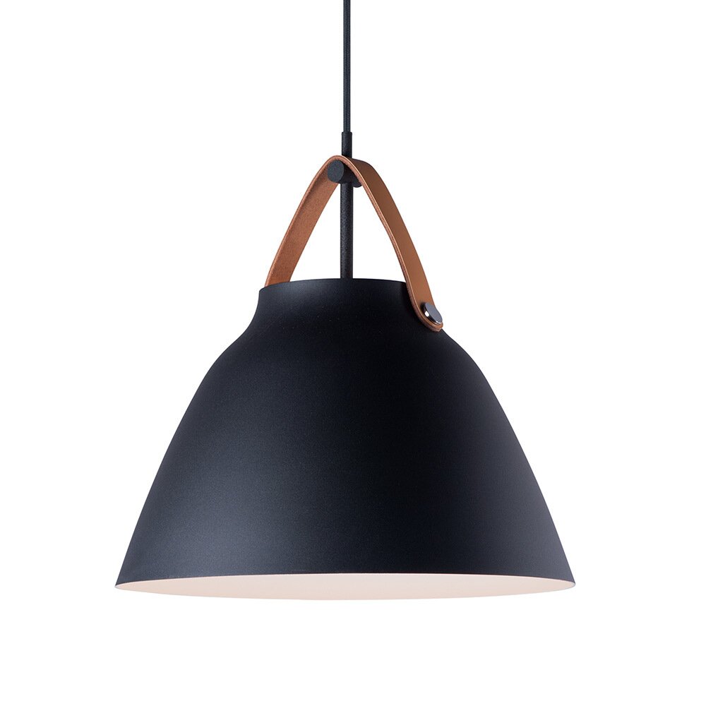 1-Light Pendant in Tan Leather with Black