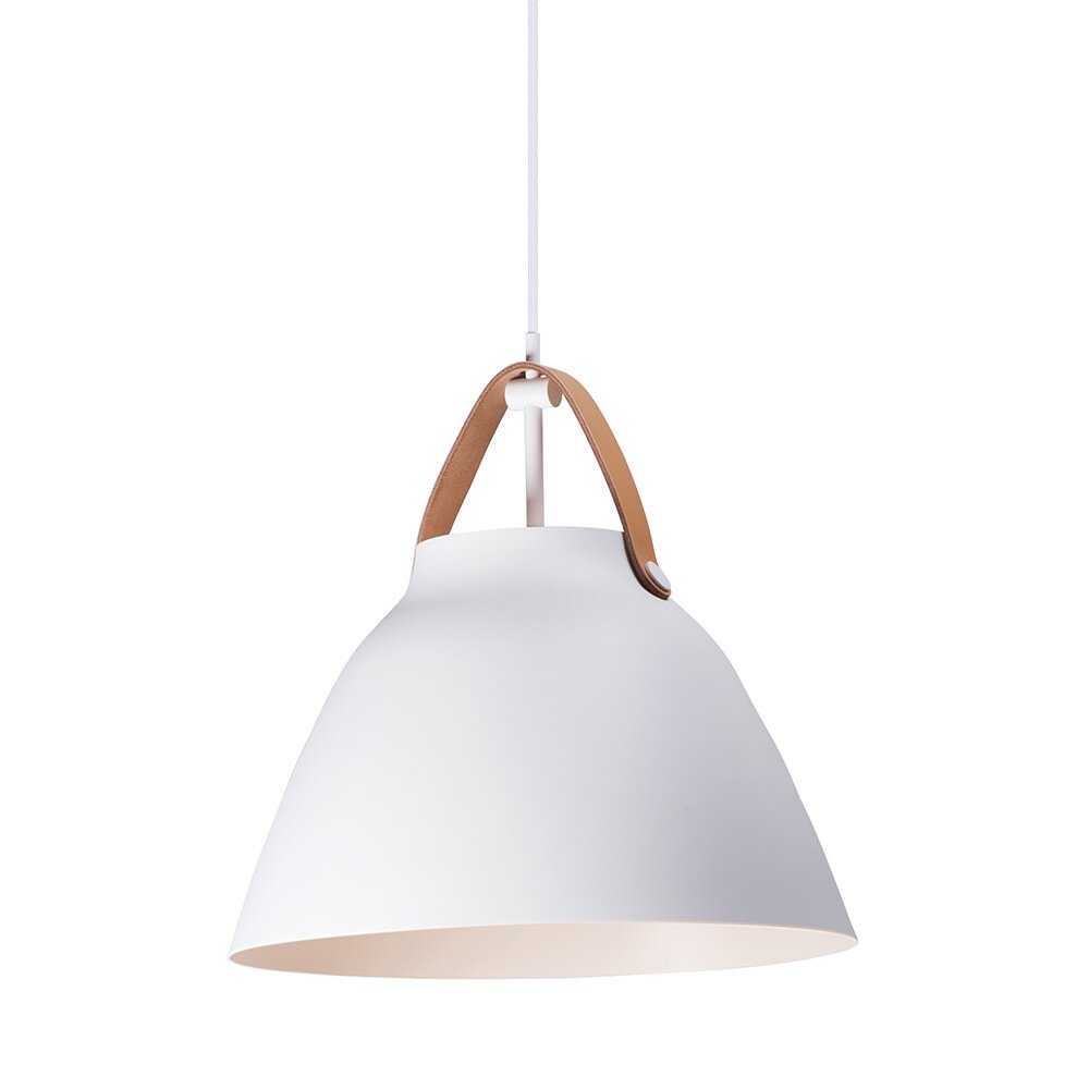 1-Light Pendant in Tan Leather with White