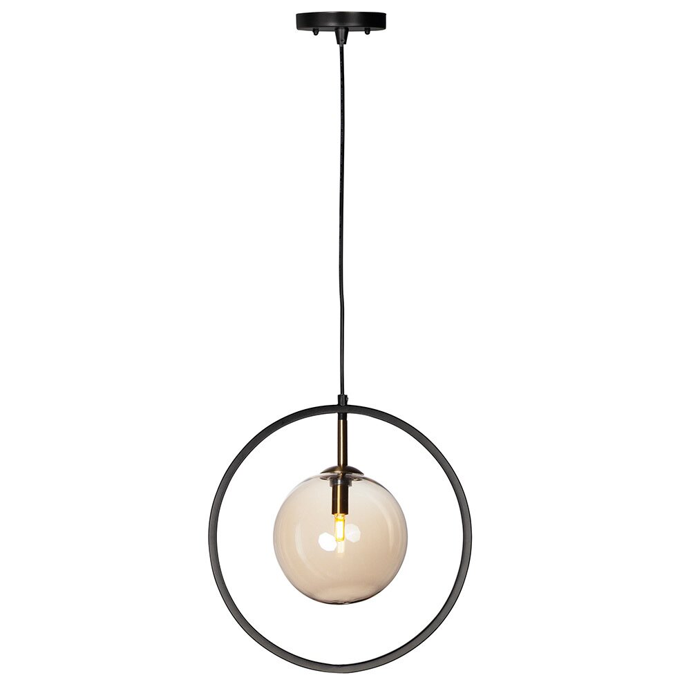 1-Light LED Pendant in Satin Brass & Black