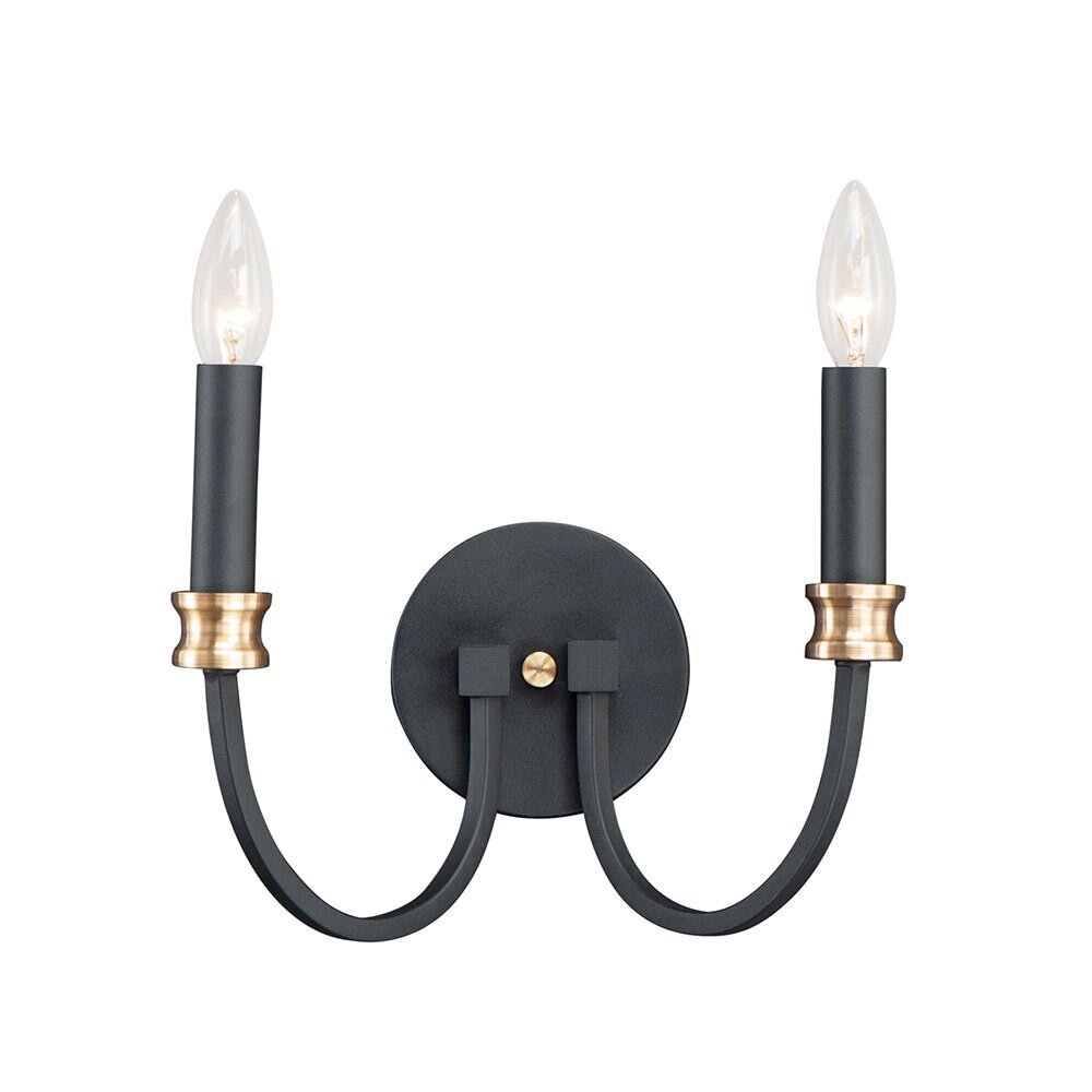 2-Light Wall Sconce in Antique Brass and Satin Black