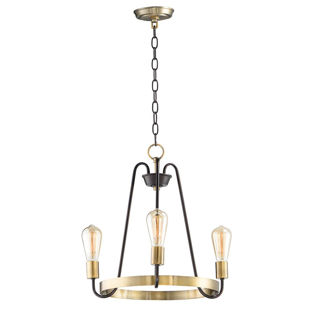3-Light Chandelier in Oil Rubbed Bronze And Antique Brass