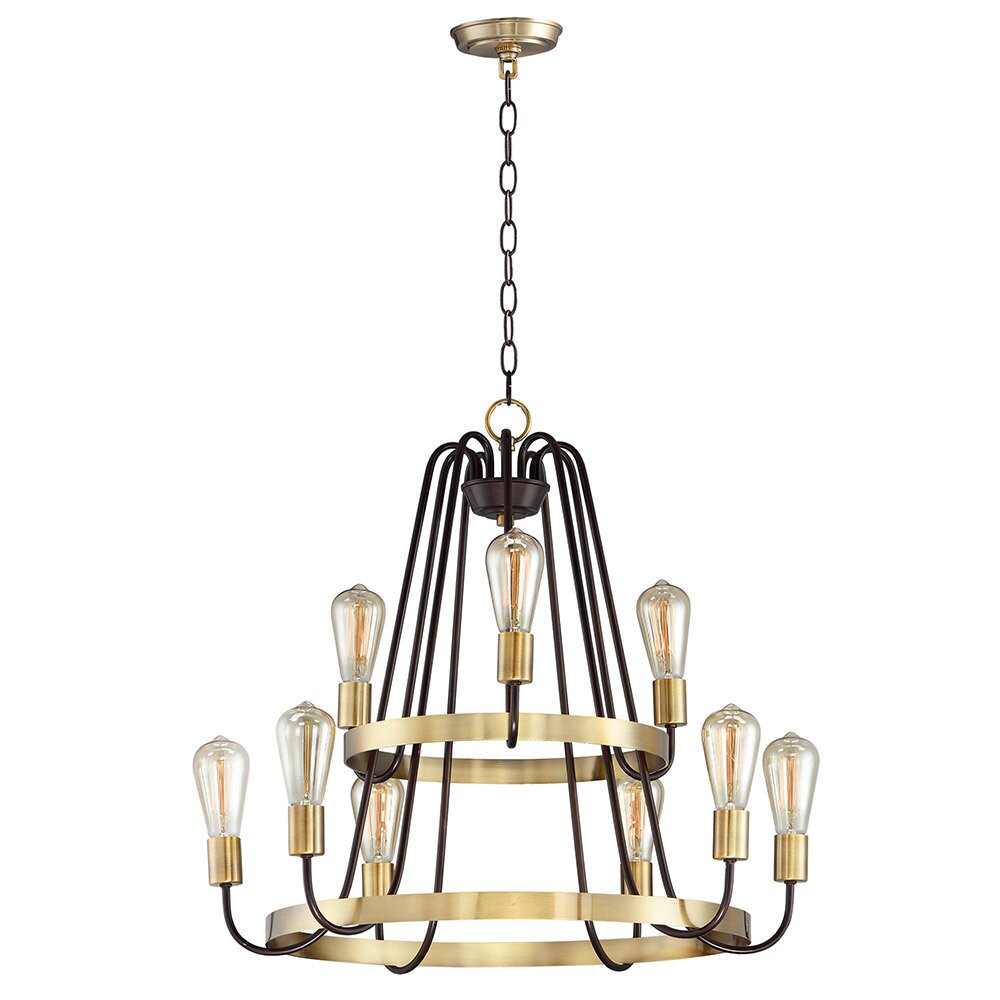 9-Light Chandelier in Oil Rubbed Bronze And Antique Brass
