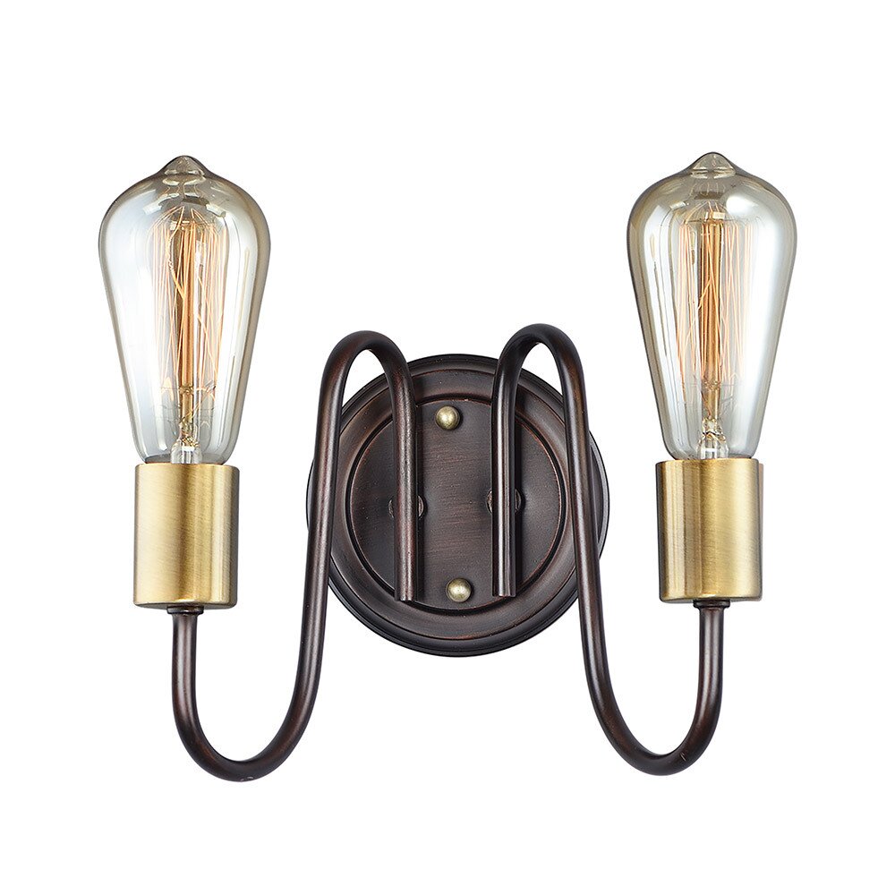 2-Light Wall Sconce in Oil Rubbed Bronze And Antique Brass