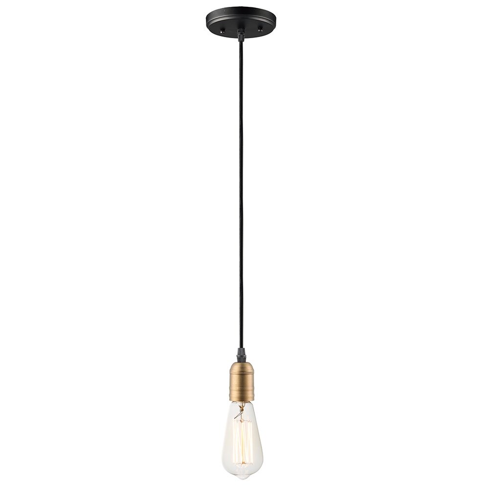 1-Light Pendant in Antique Brass and Satin Black
