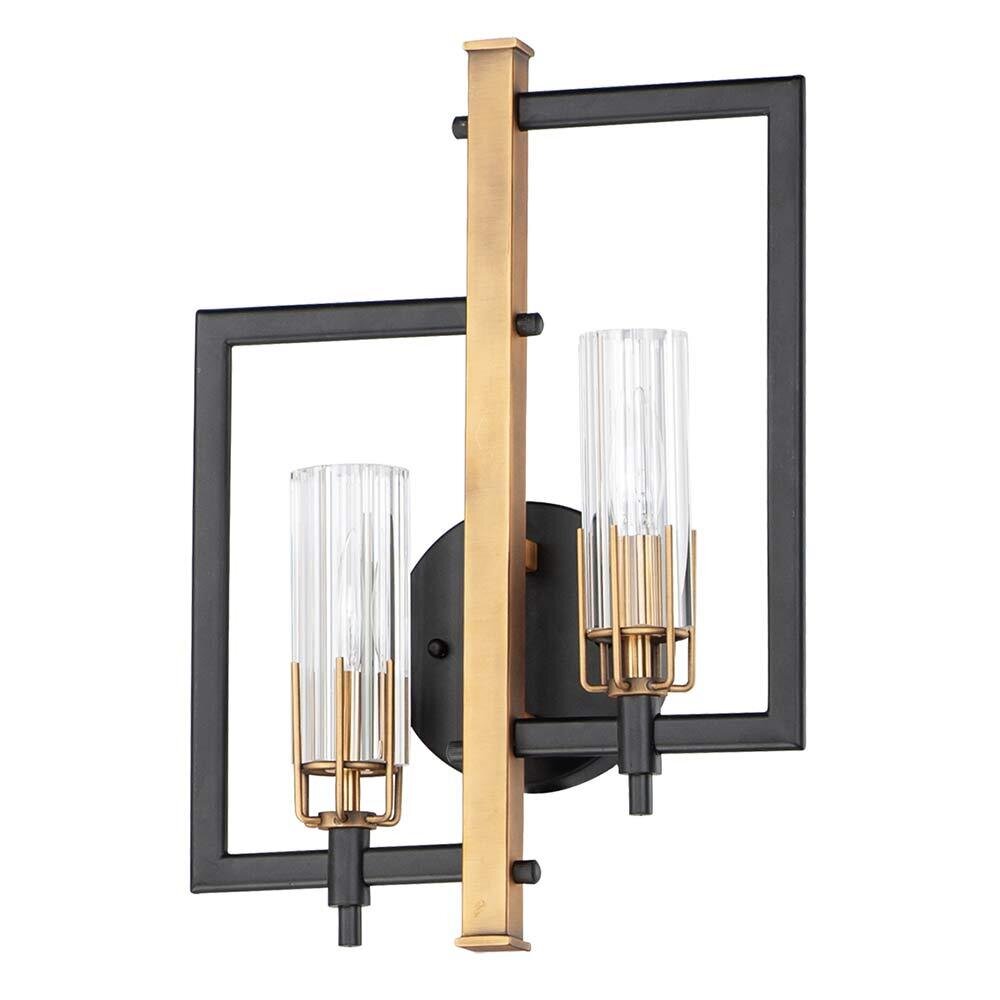 2-Light Wall Sconce in Antique Brass and Satin Black