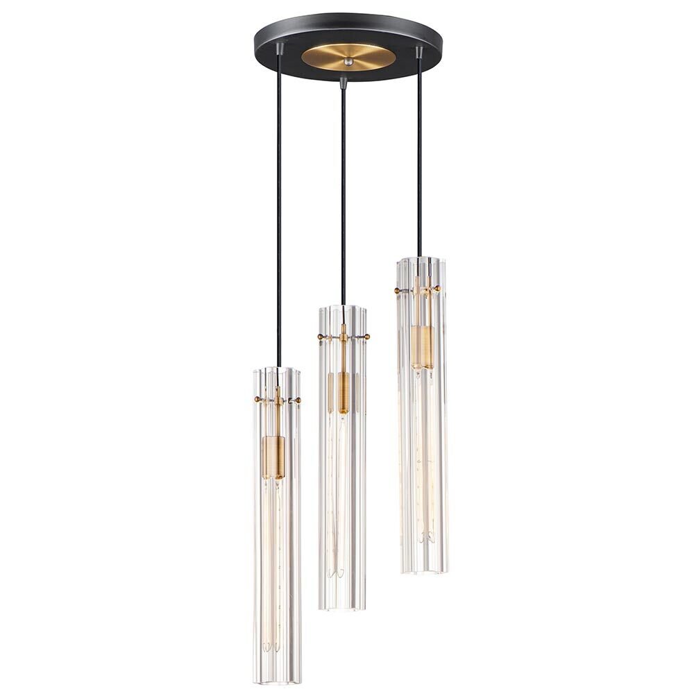 3-Light Pendant in Antique Brass and Satin Black