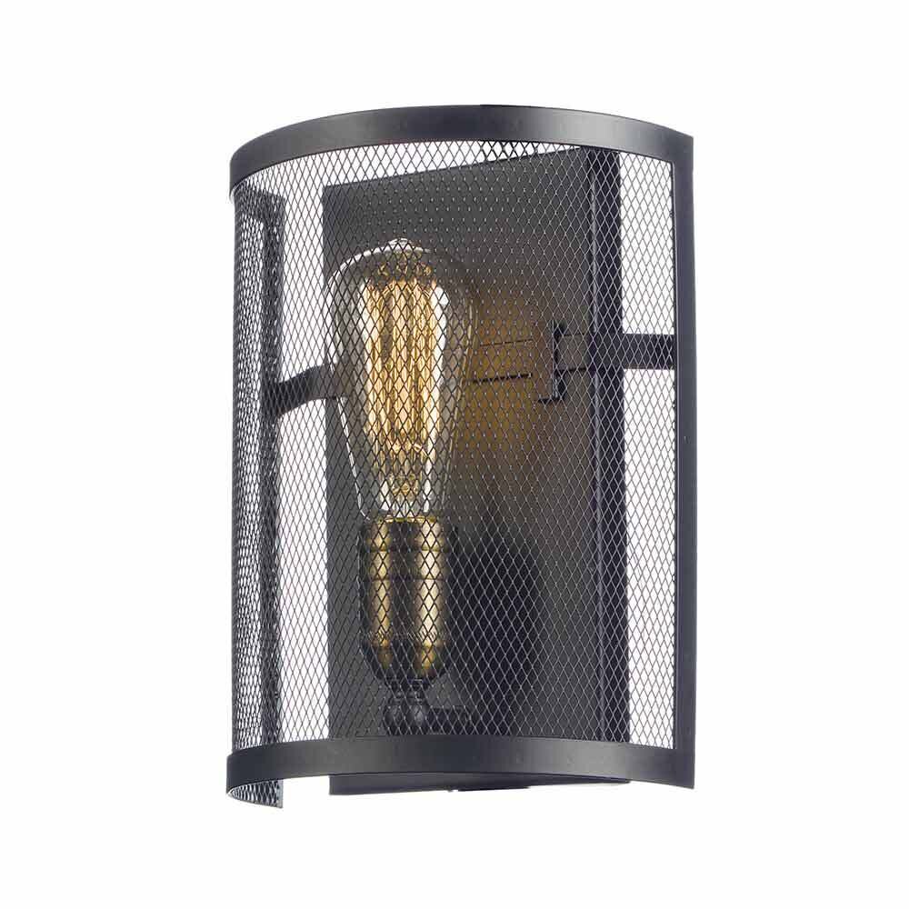 1-Light Wall Sconce with Bulbs in Black with Natural Aged Brass