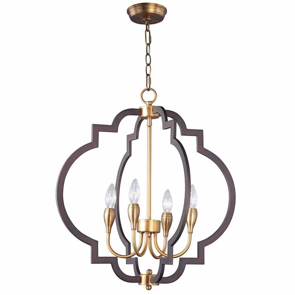 4-Light Chandelier in Oil Rubbed Bronze And Antique Brass