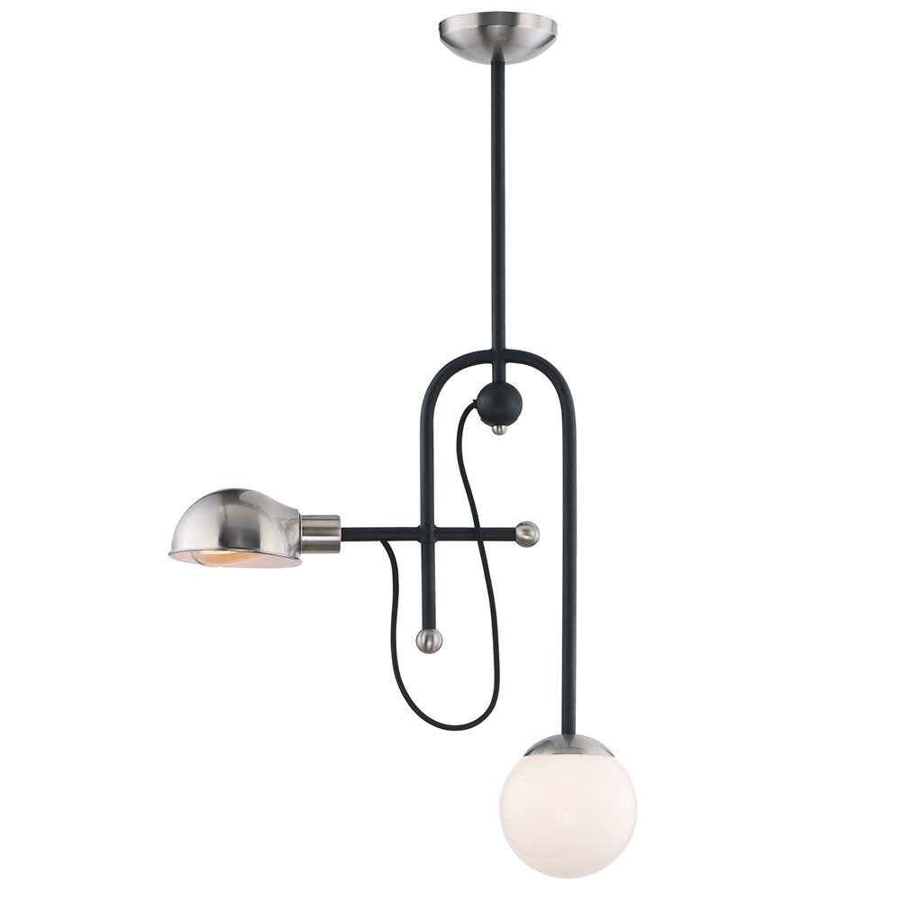 2-Light LED Pendant in Satin Nickel with Black