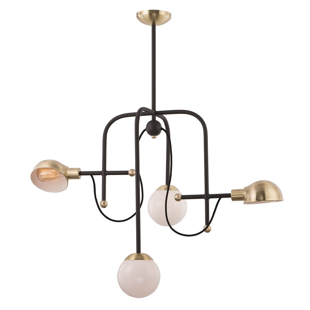 4-Light LED Chandelier in Bronze with Satin Brass