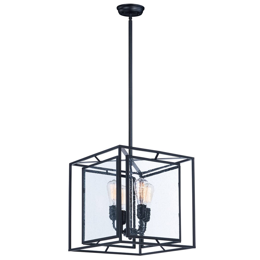 4-Light Pendant with Bulbs in Black