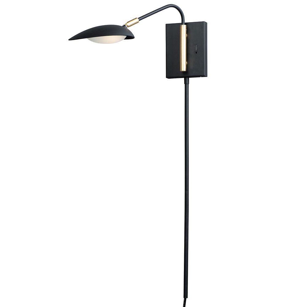 1-Light LED Pin-Up Wall Sconce in Satin Brass & Black