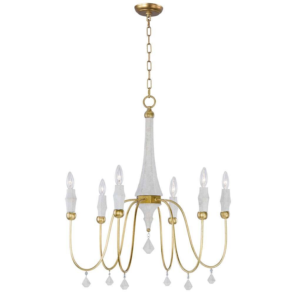 6-Light Chandelier in Claystone with Gold Leaf