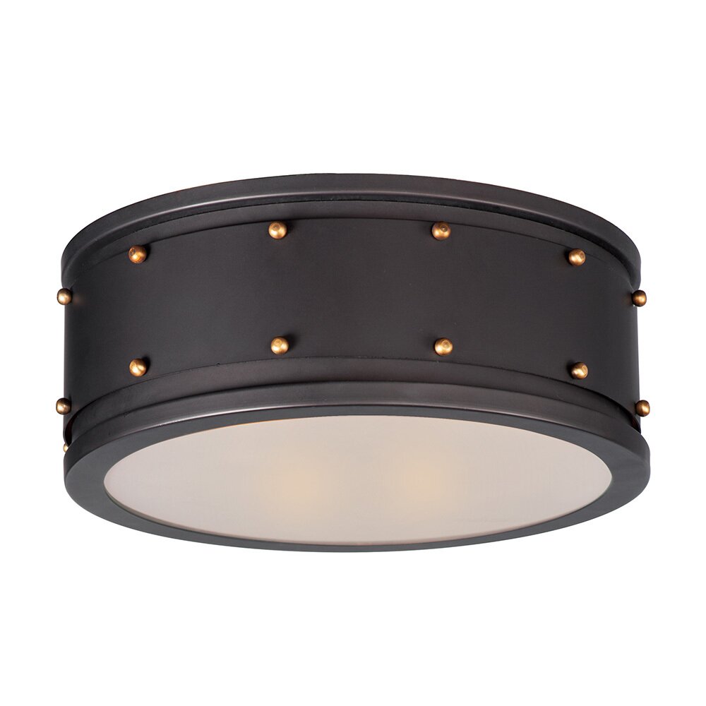 2-Light Flush Mount in Oil Rubbed Bronze and Antique Brass