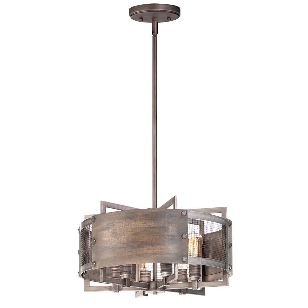 6-Light Pendant in Barn Wood with Weathered Zinc