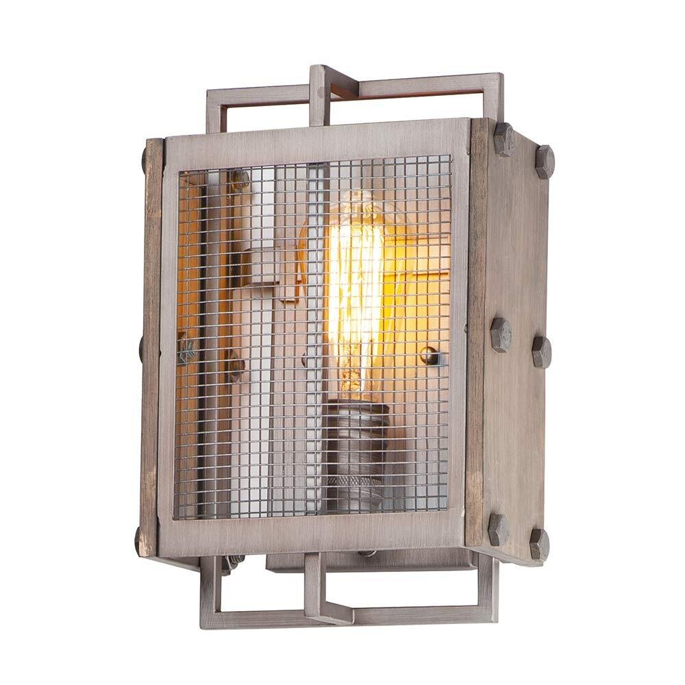 1-Light Wall Sconce in Barn Wood with Weathered Zinc