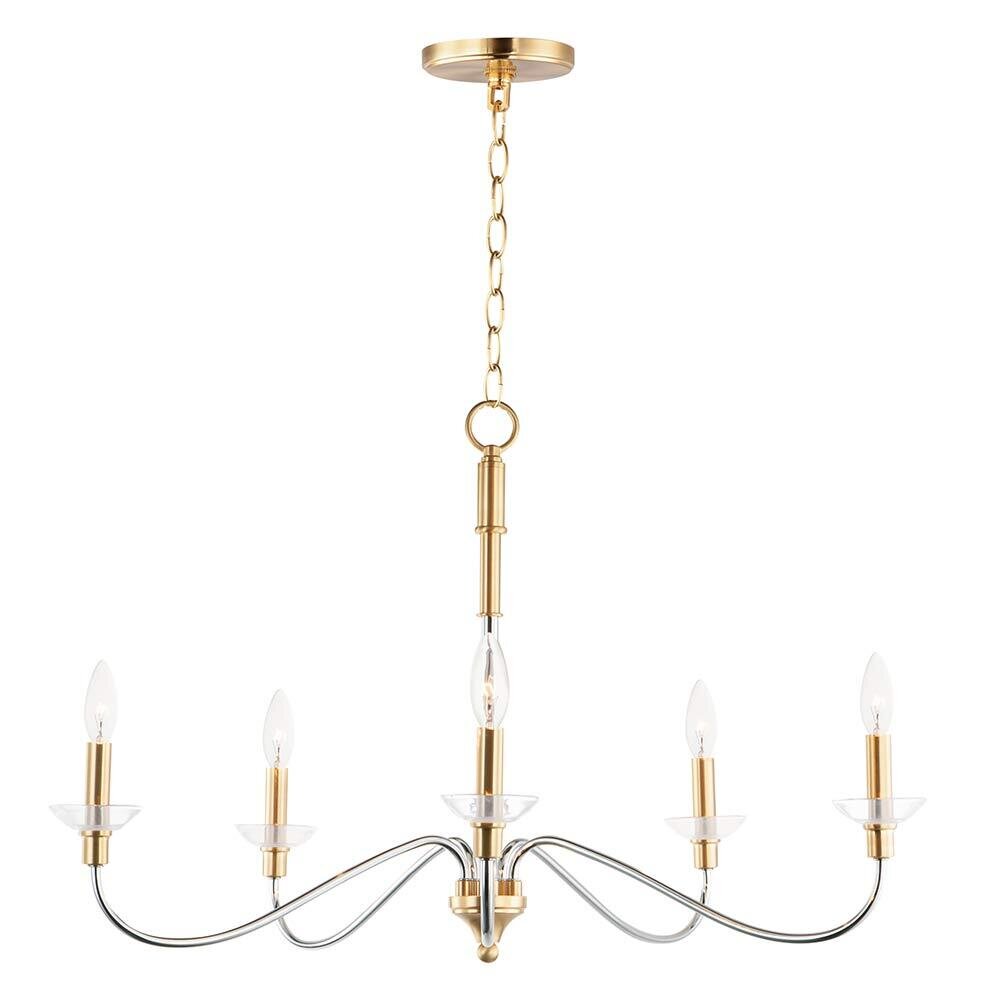 5-Light Chandelier in Polished Chrome and Satin Brass