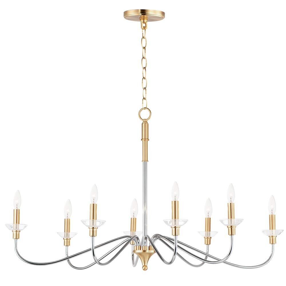 8-Light Chandelier in Polished Chrome and Satin Brass