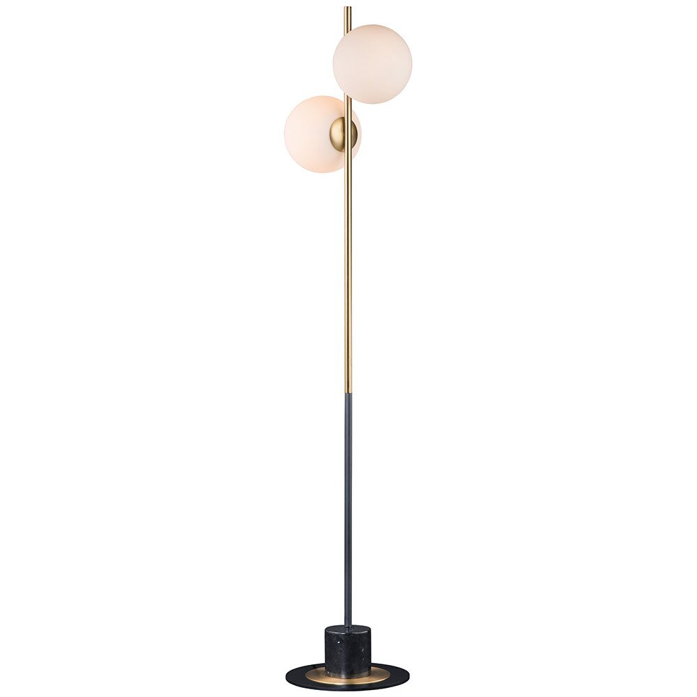 2-Light Floor Lamp in Satin Brass And Black
