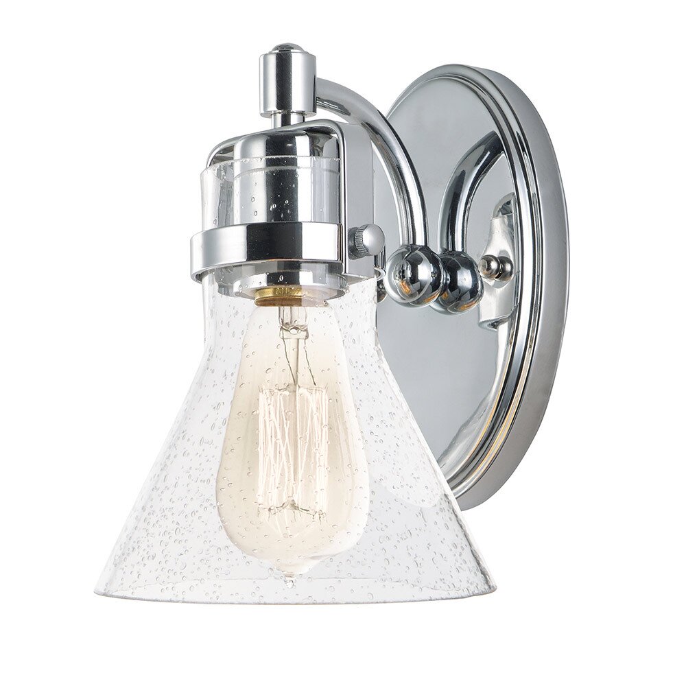 1-Light Wall Sconce With Bulb in Polished Chrome