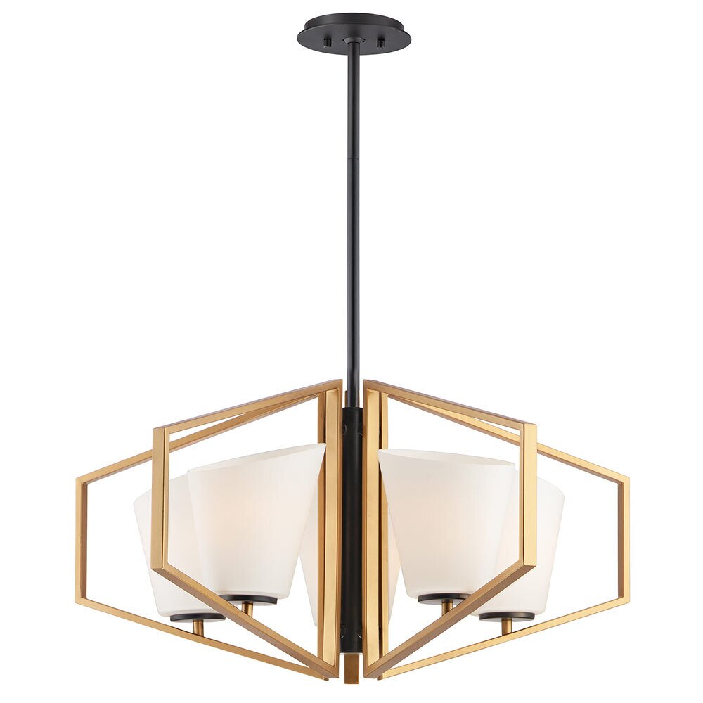 5-Light Chandelier in Gold with Black