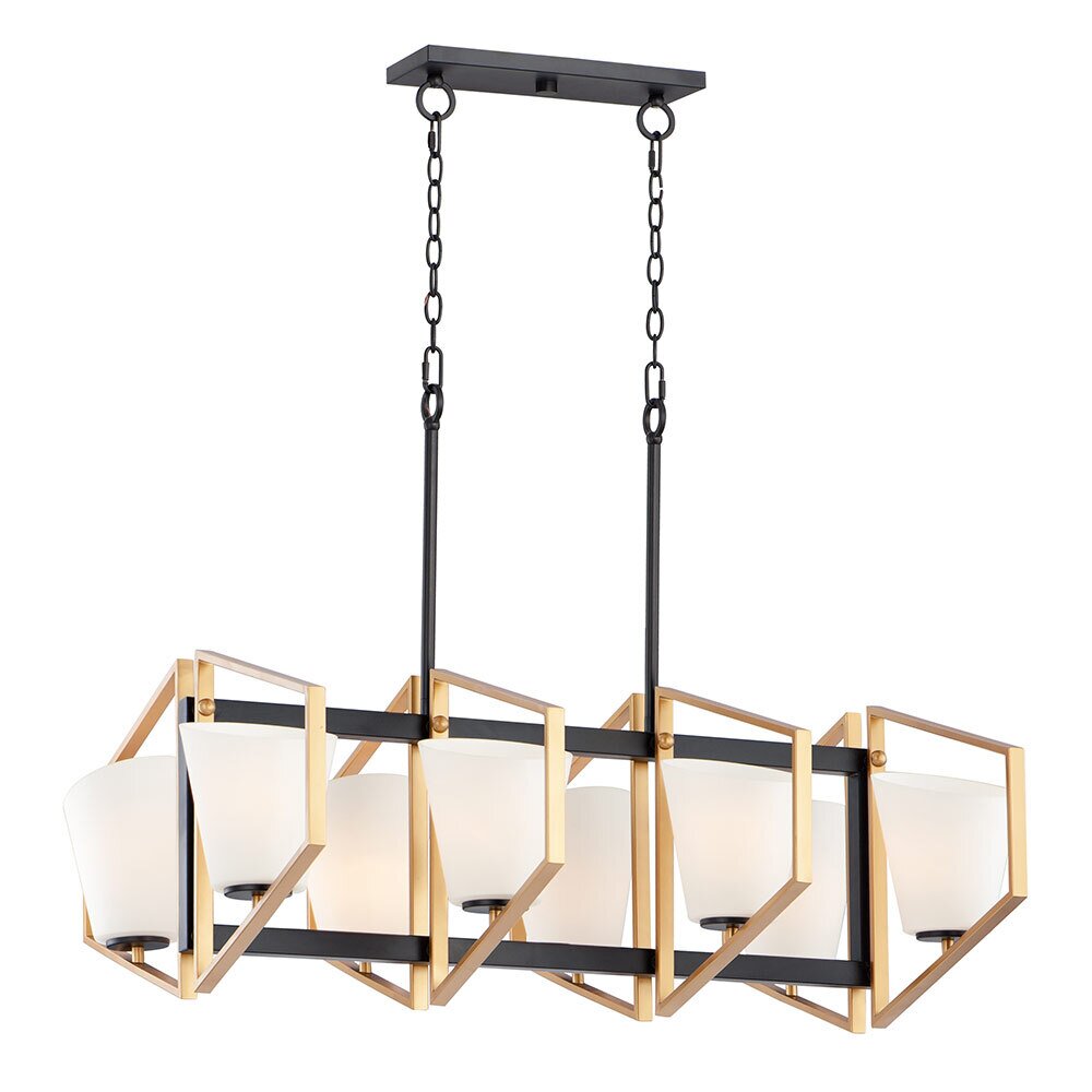 8-Light Linear Pendant in Gold with Black