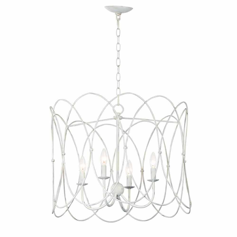 4-Light Chandelier in Weathered White