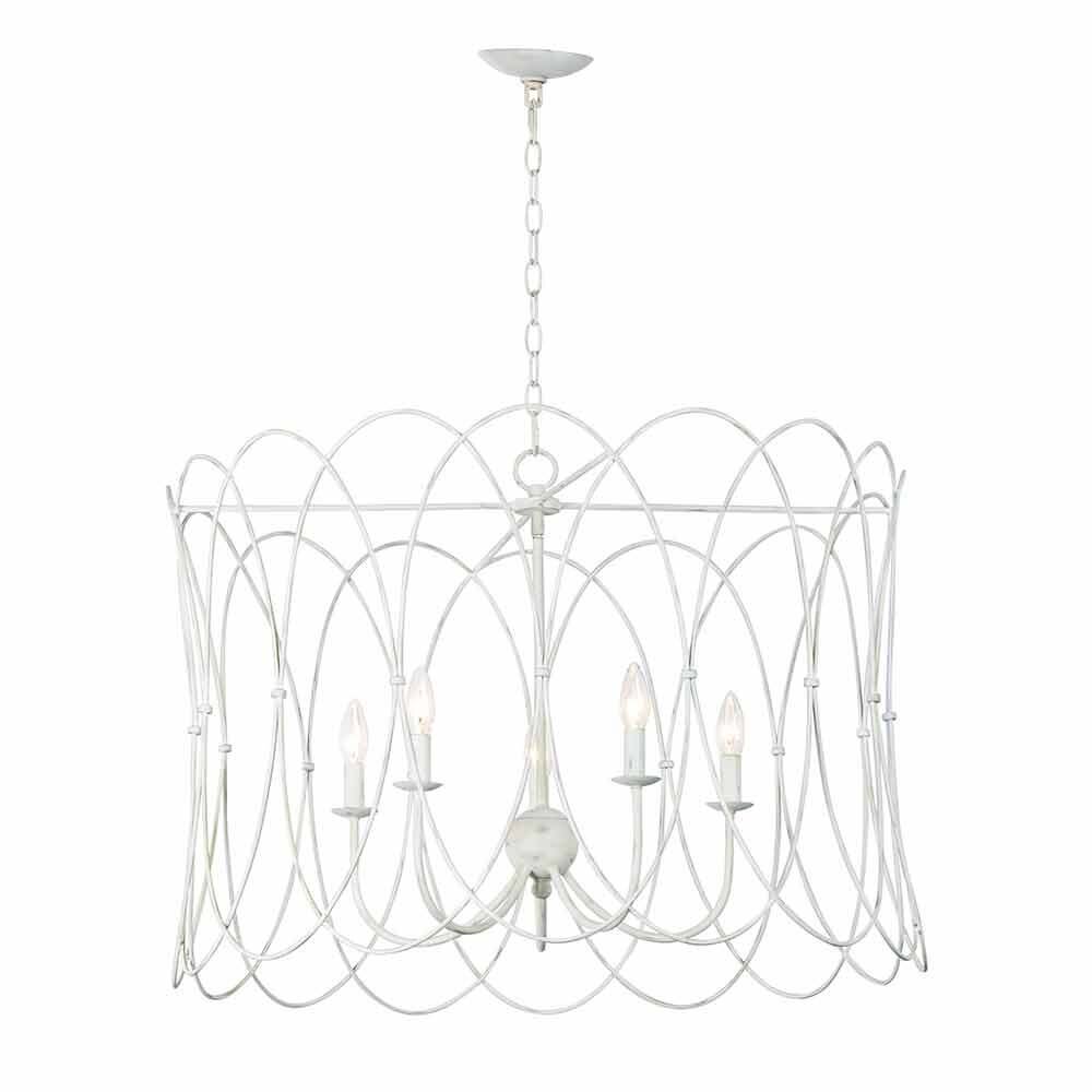 5-Light Chandelier in Weathered White