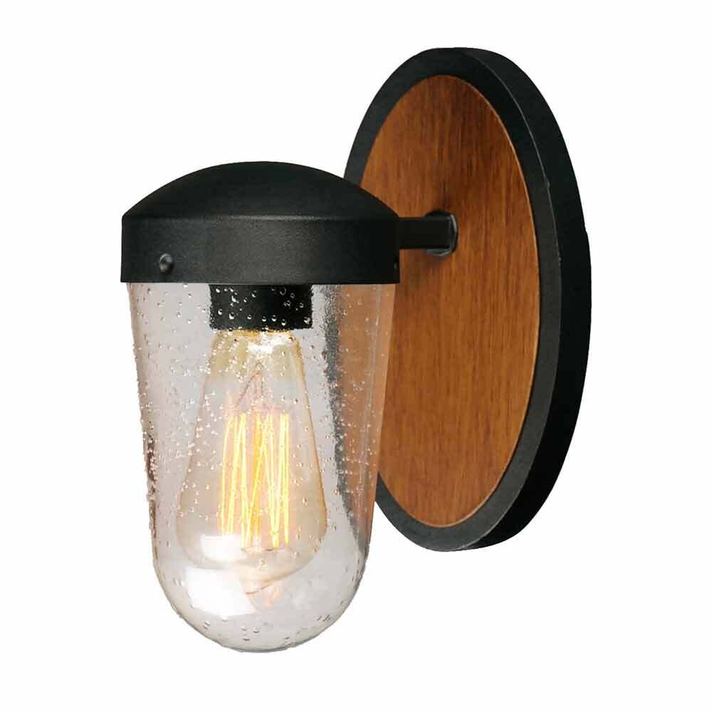 1-Light Outdoor Wall Sconce in Antique Pecan with Black